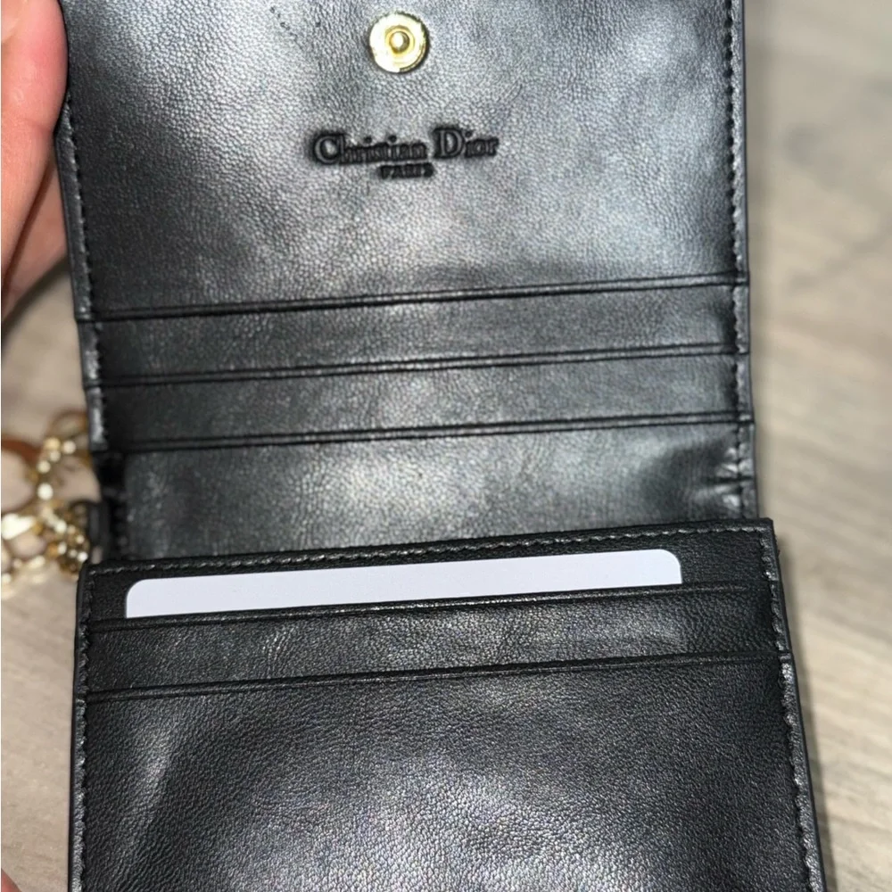 Dior Black Quilted Wallet with Gold Accents